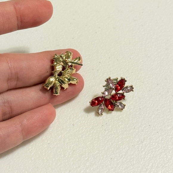 ⚜️ Elegant Red and Pink Gemstone Earrings 🧚🏻♀️🌷 - Picture 5 of 7